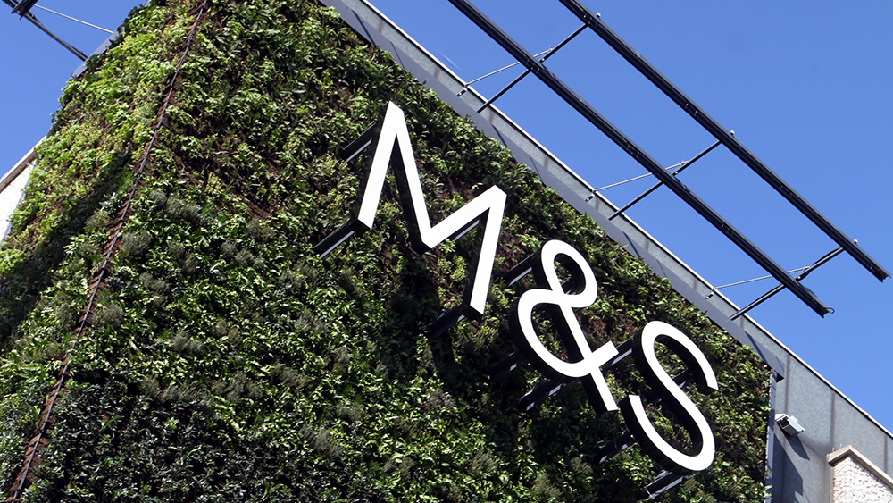 The Marks and Spencer logo appears on a “green” living wall.