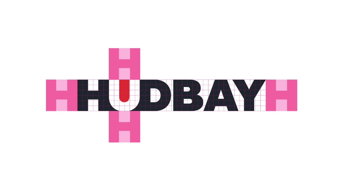 Technical diagram of safe area required around Hudbay logo.