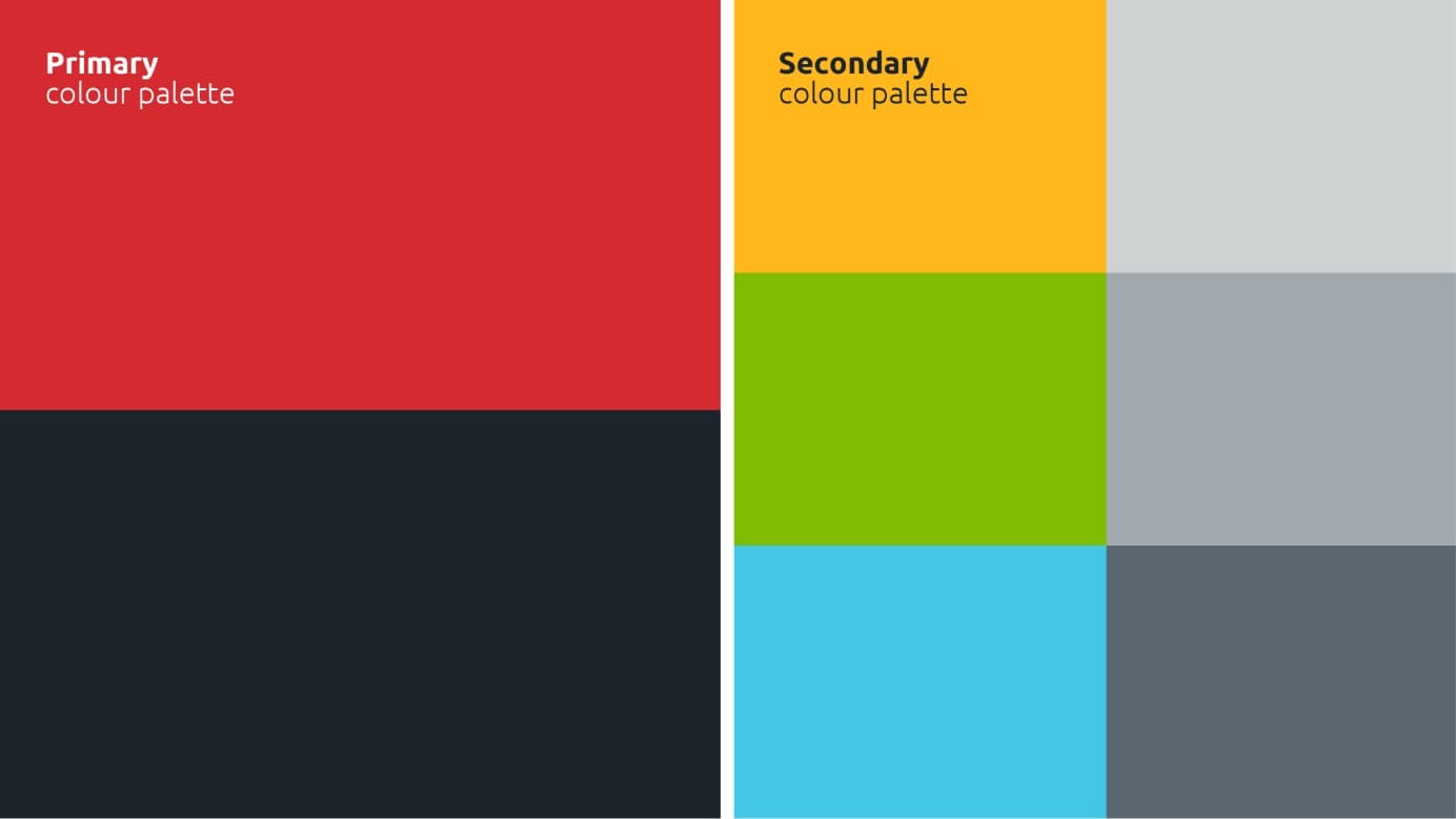 Brand guideline graphic showing Hudbay’s primary and secondary colour palettes.