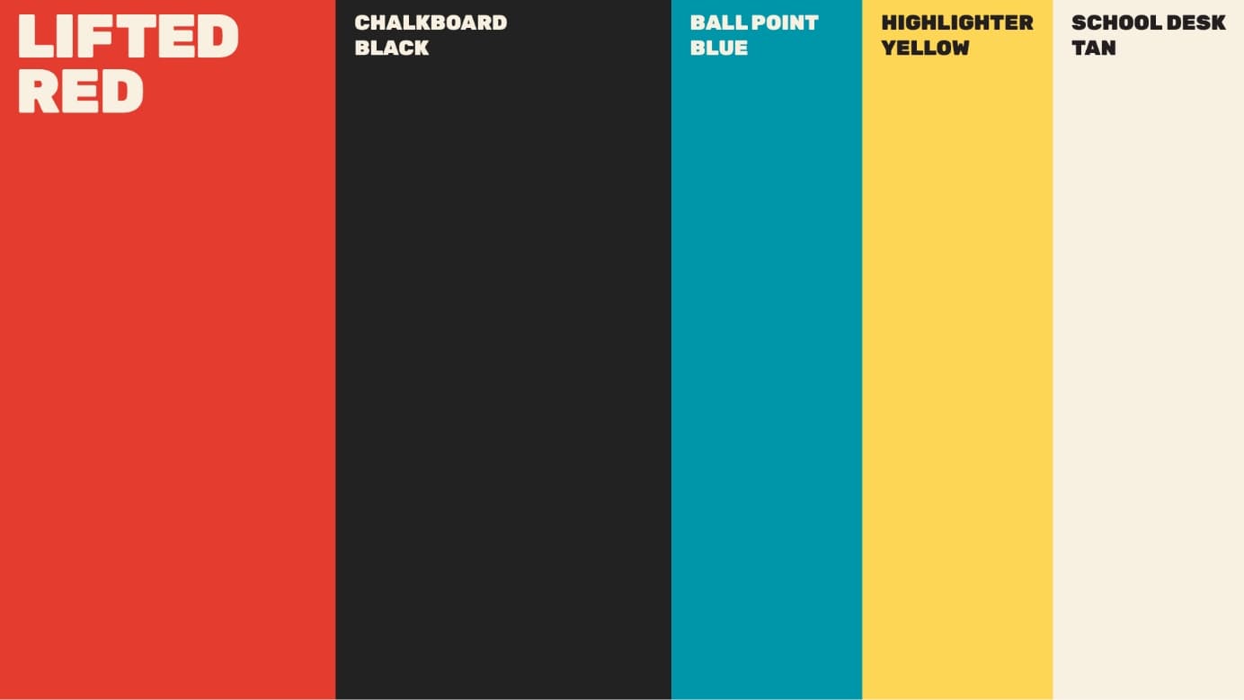 Page from the Brand Identity guide showing the LiftED brand colours.