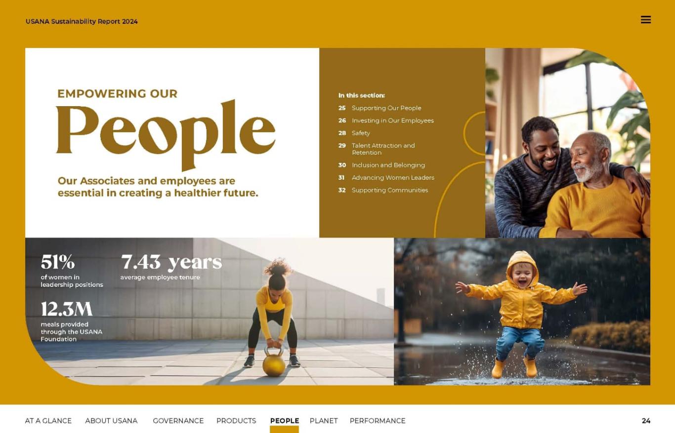 Page 24 of Usana’s 2024 Sustainability Report.