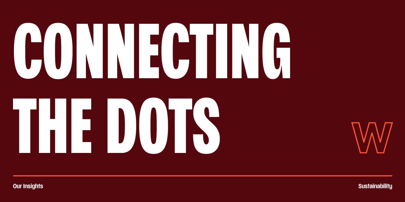 Text graphic “Connecting the dots. Our insights. Sustainability”
